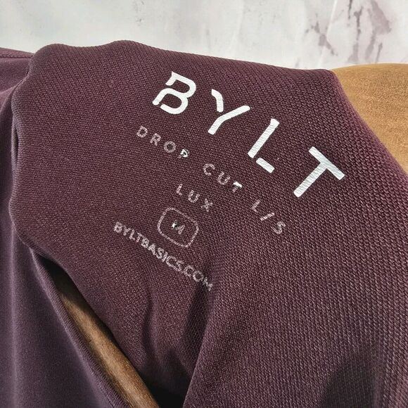 Bylt T Shirt Mens Medium Red Long Sleeve Drop Cut LS Lux Blend Tee Burgundy - Picture 3 of 11